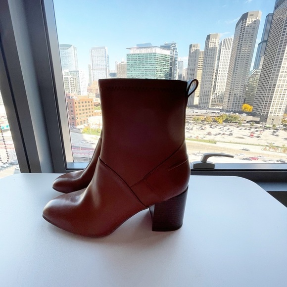 Franco Sarto Talfer Bootie Scandinavian Tan Minimalist Ankle Boots Size 9.5 - Picture 3 of 6